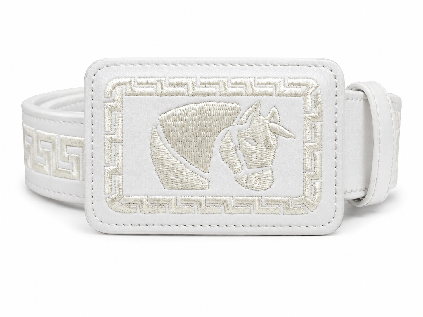 Cinturón Blanco con Caballo Dorado