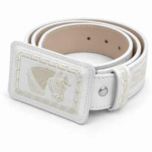 Cinturón Blanco con Caballo Dorado