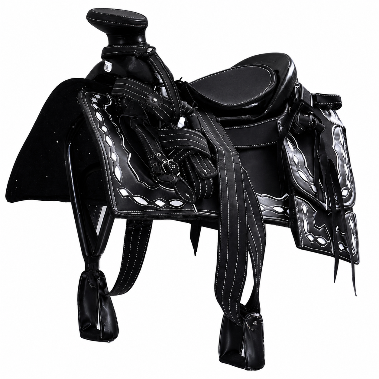 Montura Chara De Lona Color Negro Con Cantinero Diseño Cuadrado