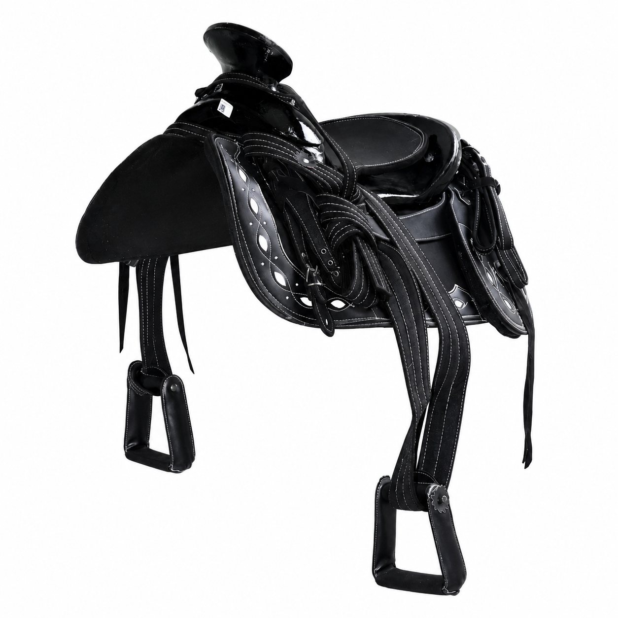 Montura Chara De Lona Color Negro Con Cantinero Diseño Redondo