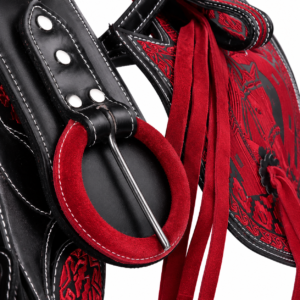Montura Chara De Piel Detalles Bordades Color Rojo