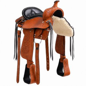 Montura Tejana De Piel  Completa, Asiento De Piel , Estribos De Piel Color Marrón